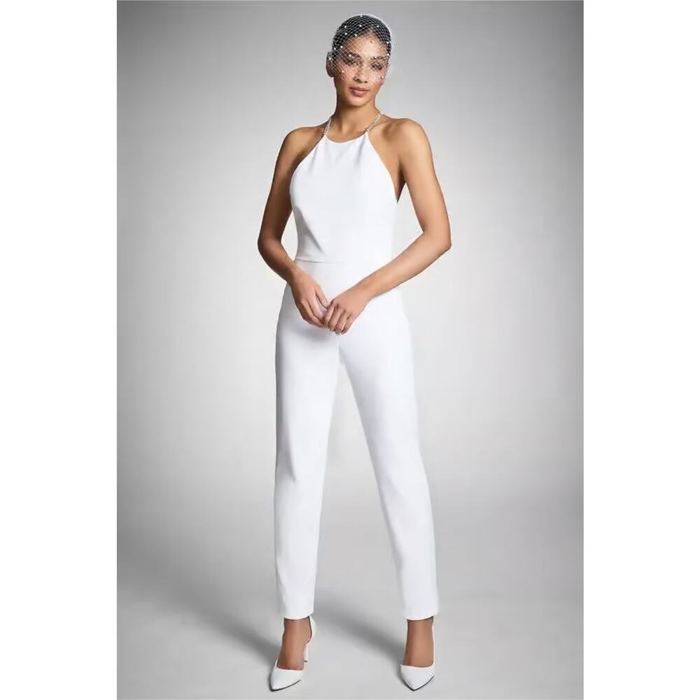 SACHIN & BABI ALEXA JUMPSUIT BEADED‎ NECKLINE IN IVORY Sz:2 Ret$725
